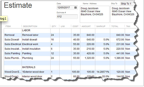 estimates in quickbooks online