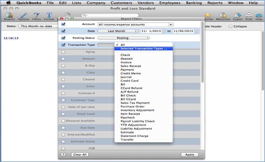 check detail report for quickbooks mac